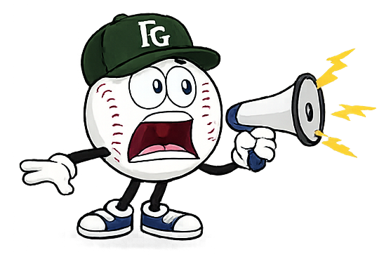 Sluggers mascot with a megaphone