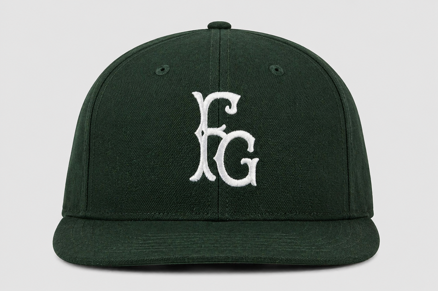 Fort Greene Sluggers cap, front view with FG monogram